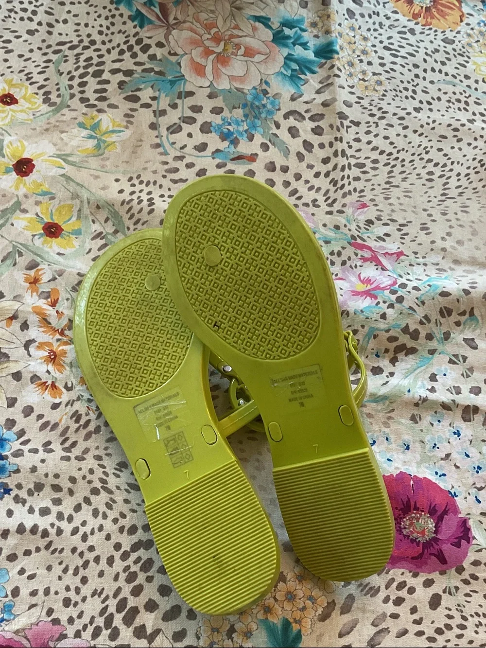 Tory Burch Mini Miller Leaf Green Jelly Thong Sandals
